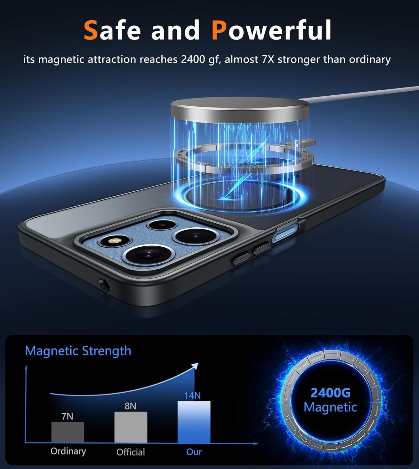 imageFNTCASE for Motorola Moto G Power 5G 2025 Case for Moto G Power 5G 2026 Magnetic Translucent Matte Slim Phone Cover Shockproof Non Slip AntiFingerprint Hard Rugged Protective Case 68 InchBlackBlack