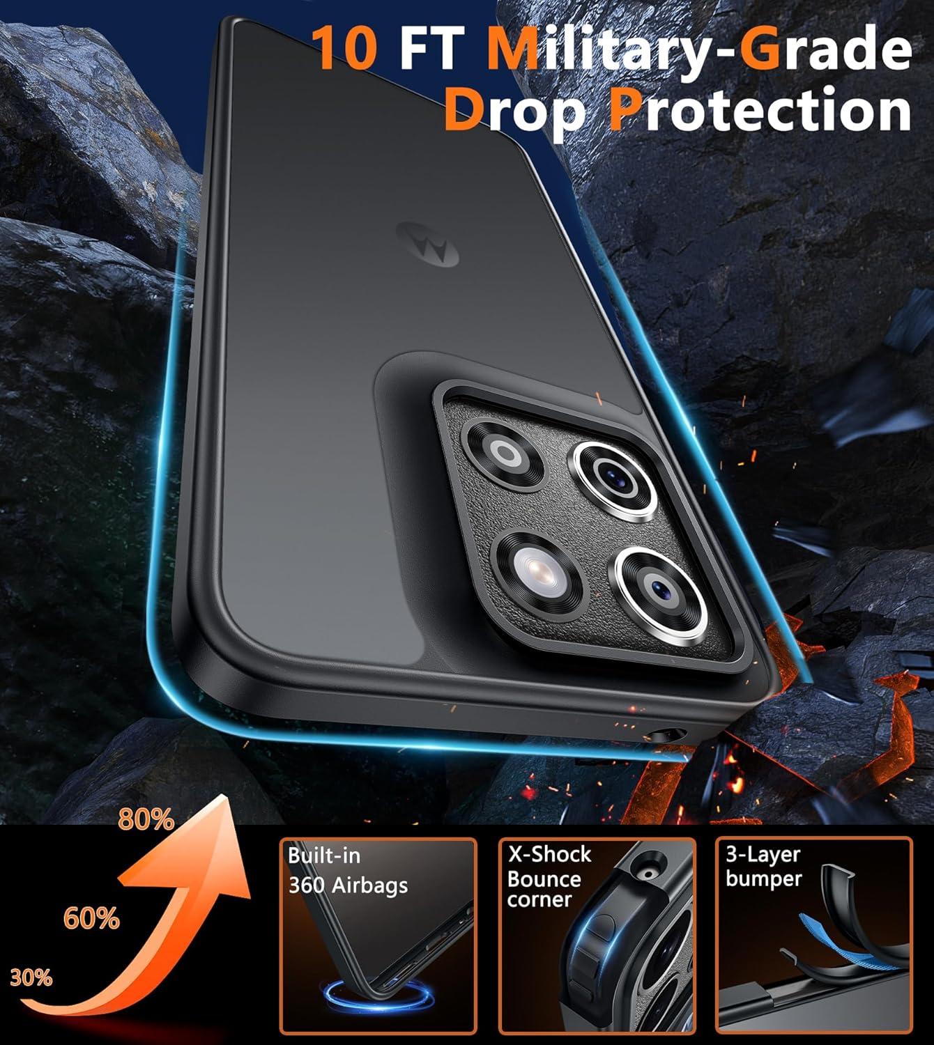 imageFNTCASE for Motorola Moto G Power 5G 2025 Case for Moto G Power 5G 2026 Magnetic Translucent Matte Slim Phone Cover Shockproof Non Slip AntiFingerprint Hard Rugged Protective Case 68 InchBlackBlack Matte