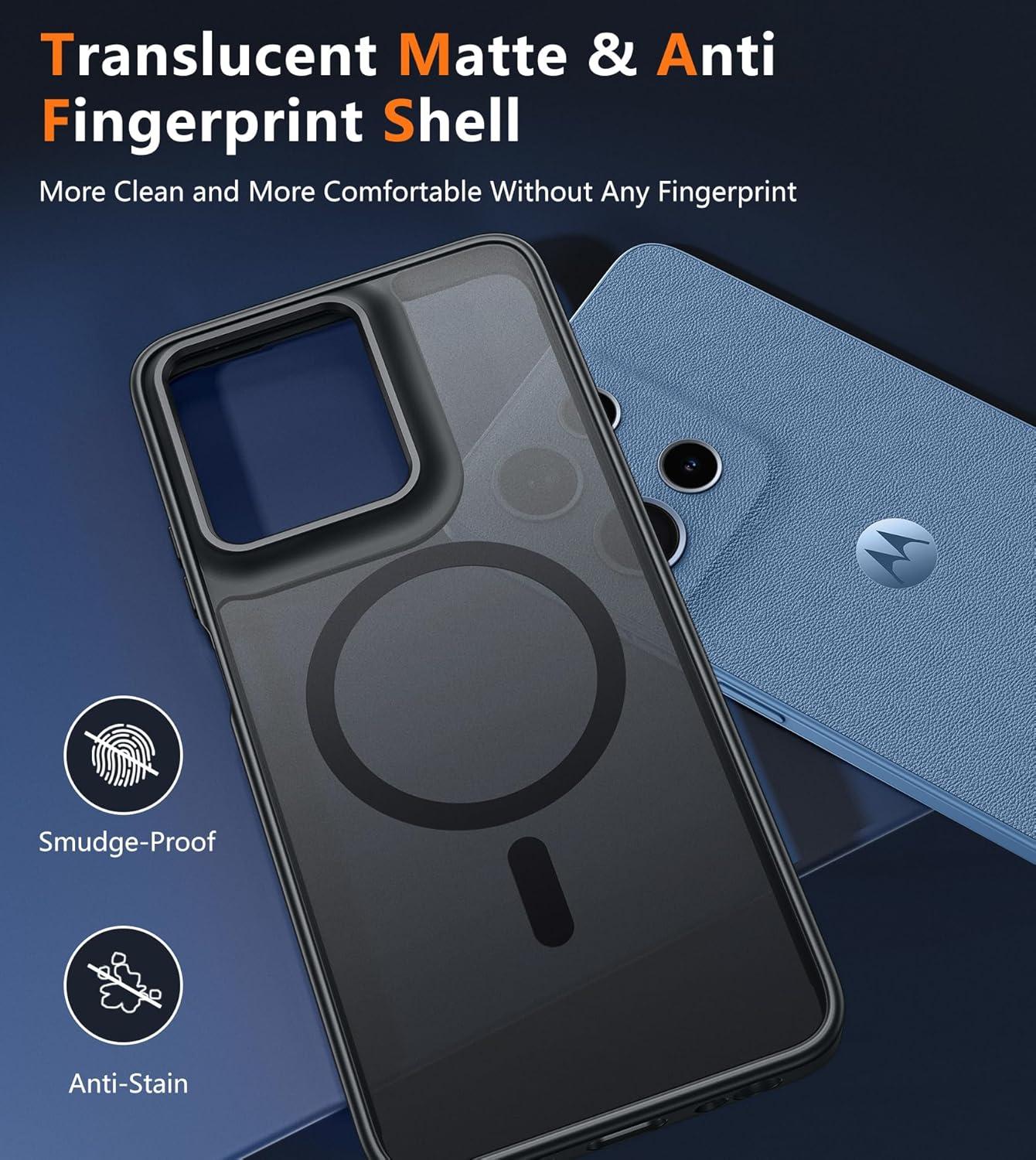 imageFNTCASE for Motorola Moto G Power 5G 2025 Case for Moto G Power 5G 2026 Magnetic Translucent Matte Slim Phone Cover Shockproof Non Slip AntiFingerprint Hard Rugged Protective Case 68 InchBlackBlack