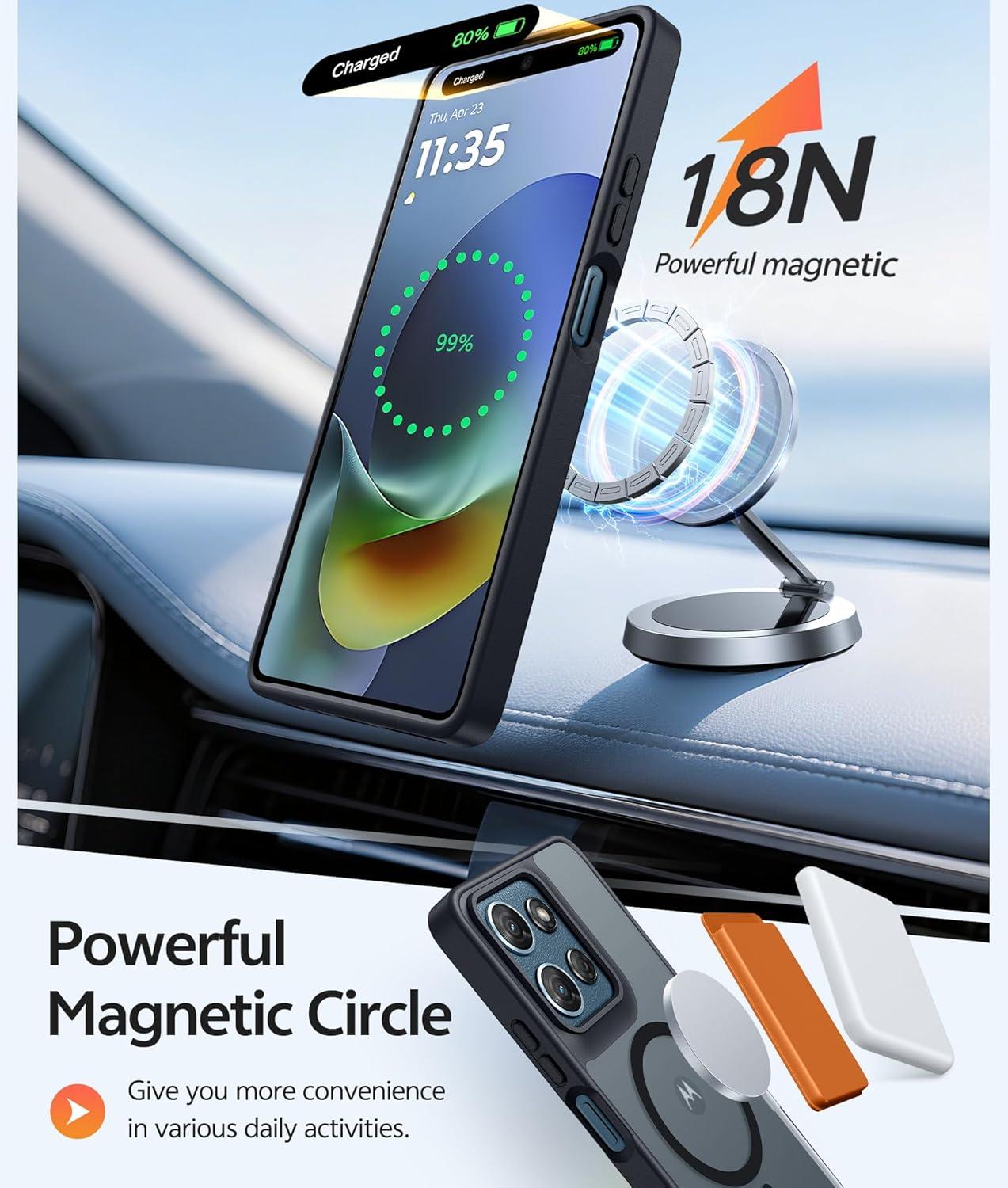 imageFNTCASE for Motorola Moto G Power 5G 2025 Case for Moto G Power 5G 2026 Magnetic Translucent Matte Slim Phone Cover Shockproof Non Slip AntiFingerprint Hard Rugged Protective Case 68 InchBlackBlack
