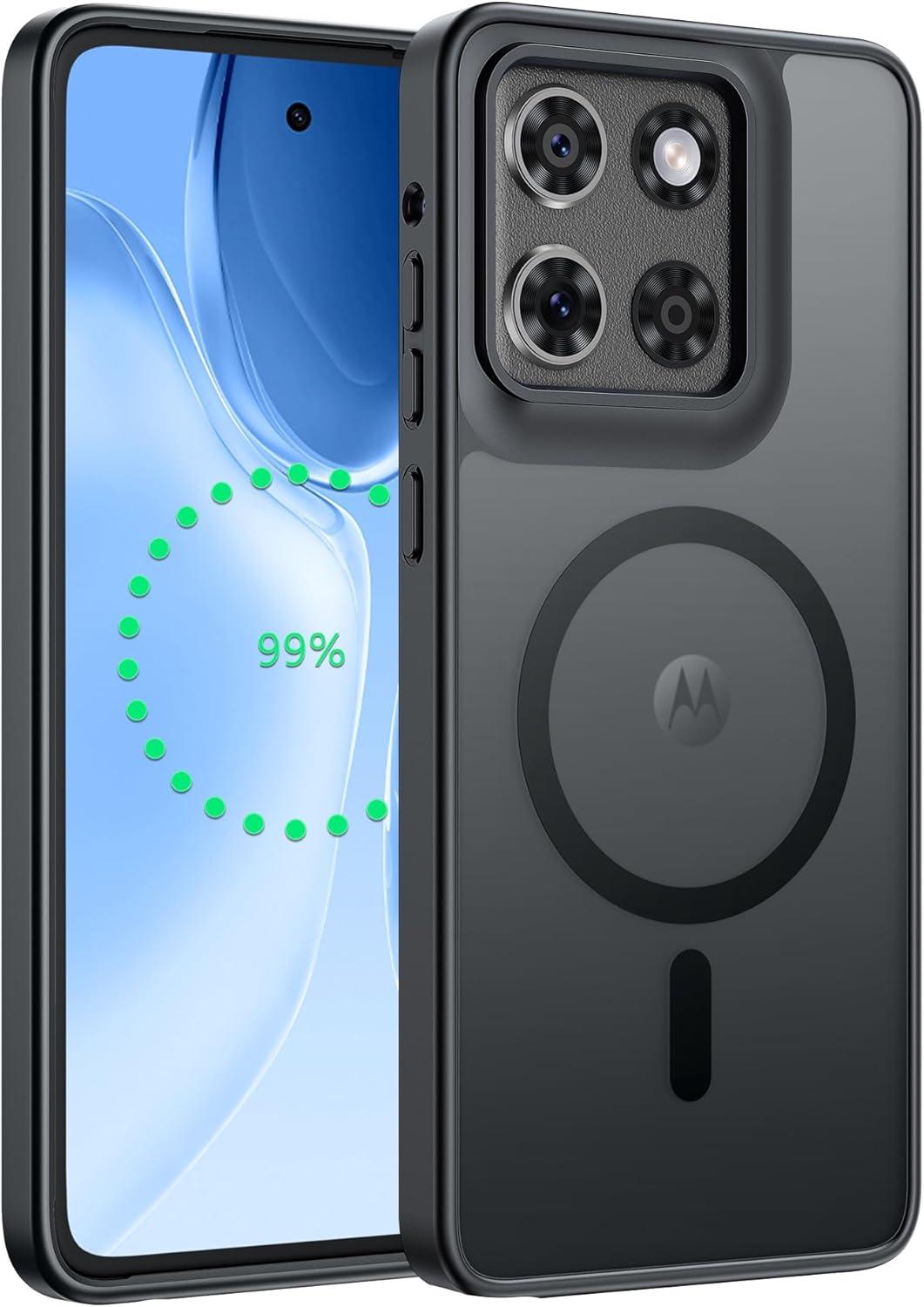 imageFNTCASE for Motorola Moto G Power 5G 2025 Case for Moto G Power 5G 2026 Magnetic Translucent Matte Slim Phone Cover Shockproof Non Slip AntiFingerprint Hard Rugged Protective Case 68 InchBlackBlack