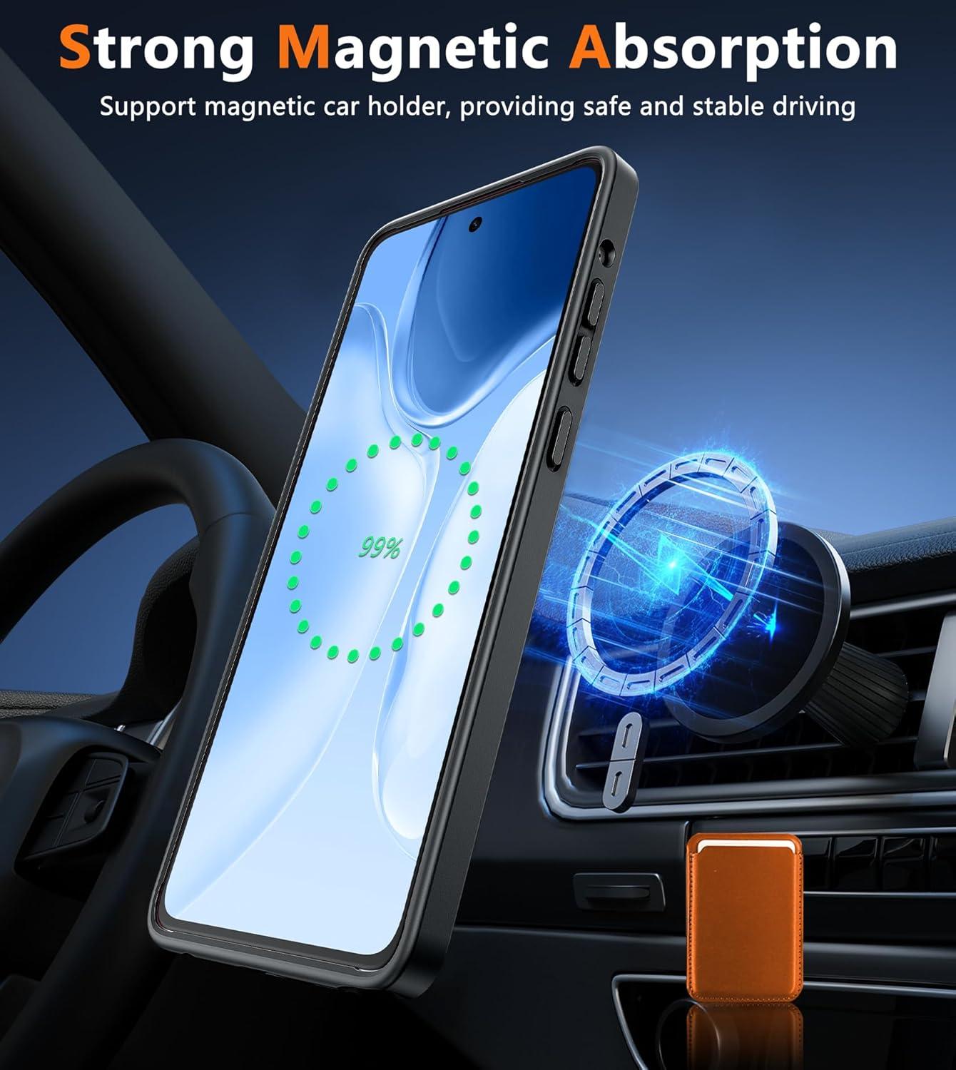 imageFNTCASE for Motorola Moto G Power 5G 2025 Case for Moto G Power 5G 2026 Magnetic Translucent Matte Slim Phone Cover Shockproof Non Slip AntiFingerprint Hard Rugged Protective Case 68 InchBlackBlack