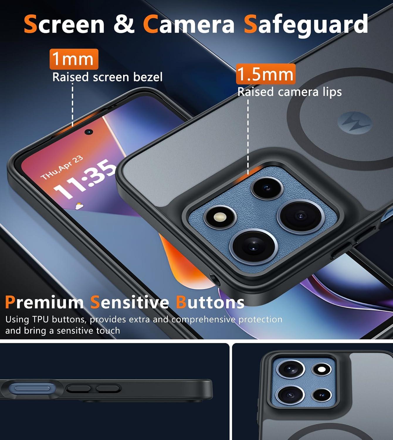 imageFNTCASE for Motorola Moto G Power 5G 2025 Case for Moto G Power 5G 2026 Magnetic Translucent Matte Slim Phone Cover Shockproof Non Slip AntiFingerprint Hard Rugged Protective Case 68 InchBlackBlack