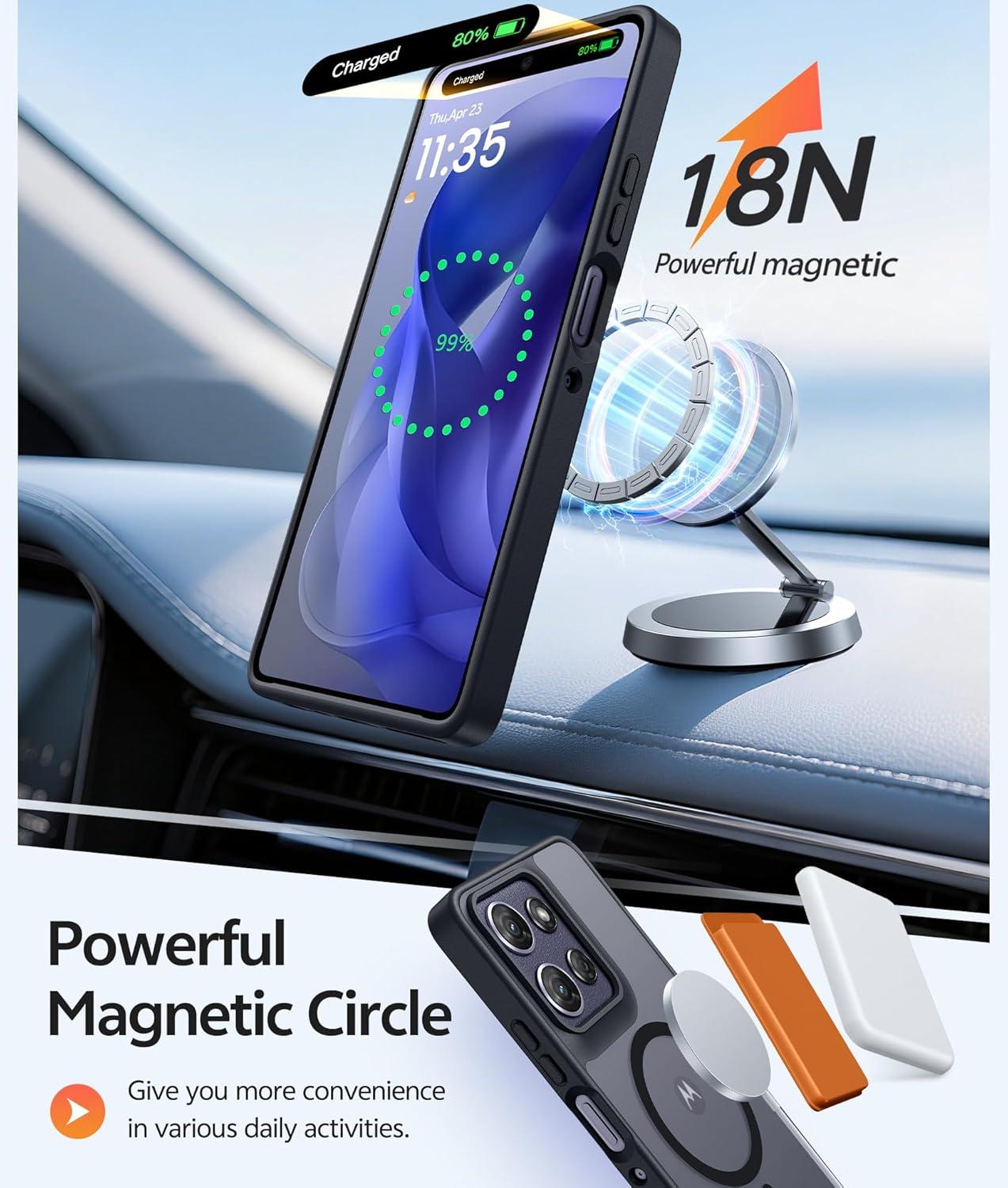 imageFNTCASE for Motorola Moto G Power 5G 2025 Case for Moto G Power 5G 2026 Magnetic Translucent Matte Slim Phone Cover Shockproof Non Slip AntiFingerprint Hard Rugged Protective Case 68 InchBlackBlack