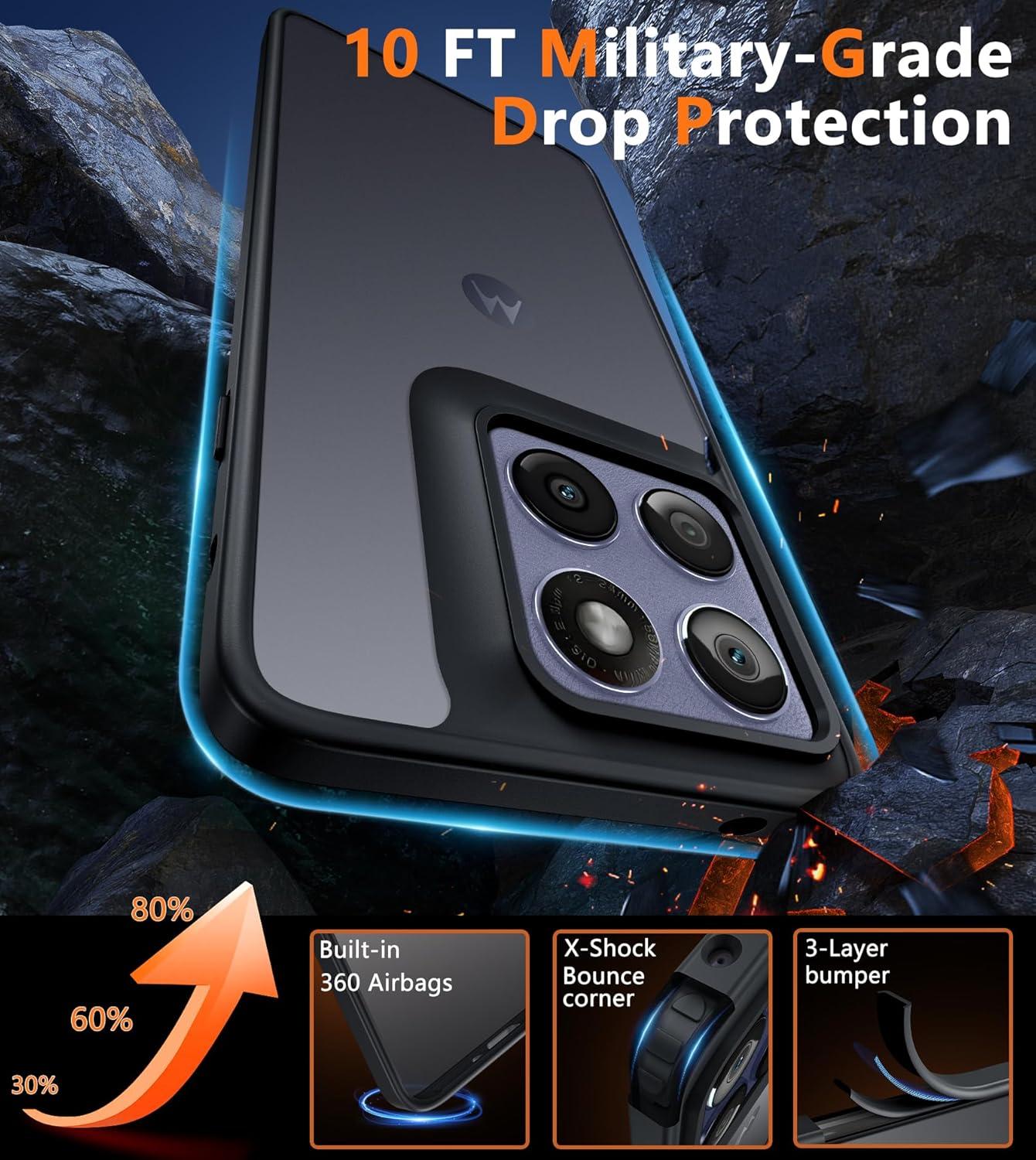 imageFNTCASE for Motorola Moto G Power 5G 2025 Case for Moto G Power 5G 2026 Magnetic Translucent Matte Slim Phone Cover Shockproof Non Slip AntiFingerprint Hard Rugged Protective Case 68 InchBlackBlack Matte