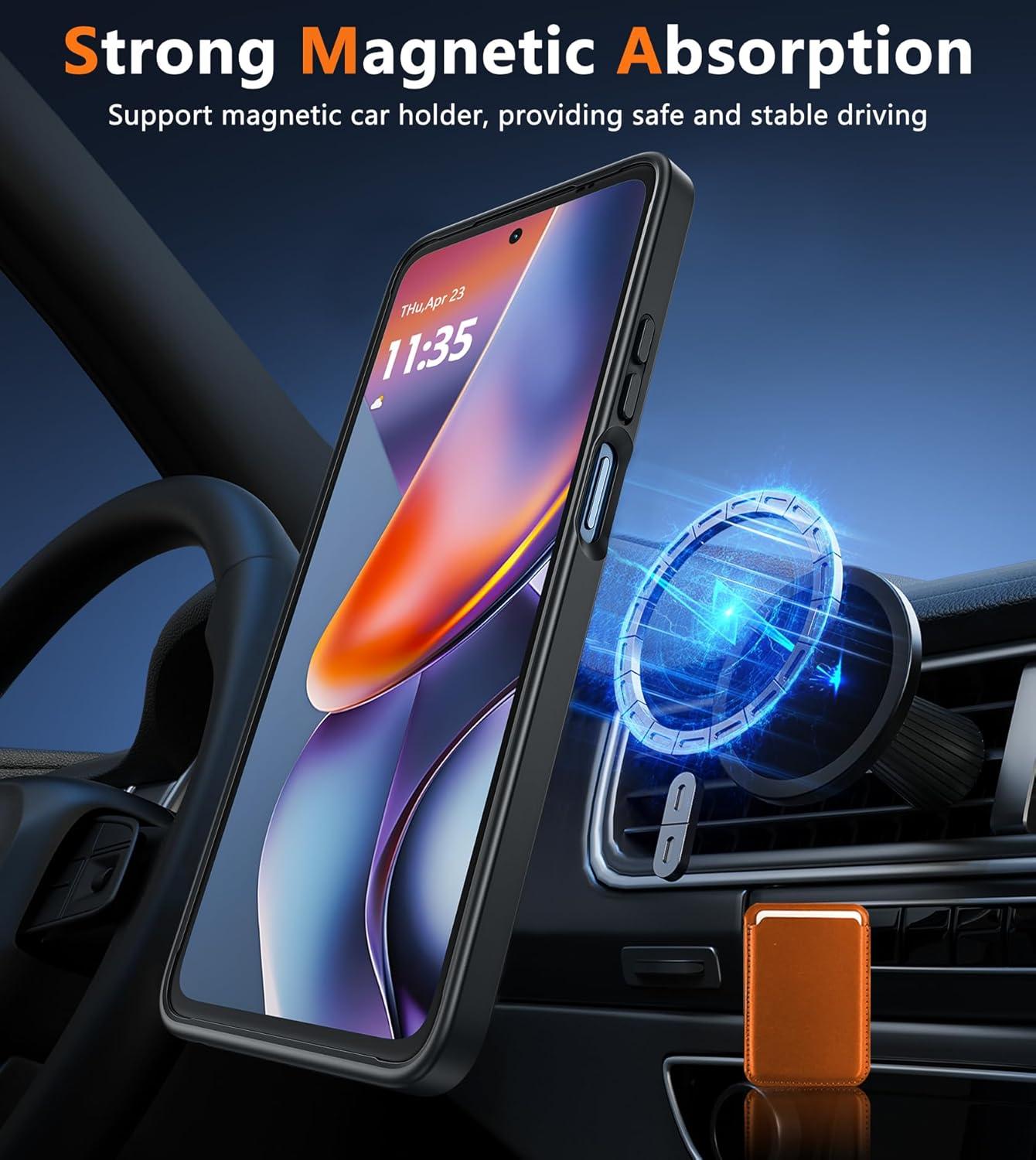 imageFNTCASE for Motorola Moto G Power 5G 2025 Case for Moto G Power 5G 2026 Magnetic Translucent Matte Slim Phone Cover Shockproof Non Slip AntiFingerprint Hard Rugged Protective Case 68 InchBlackBlack