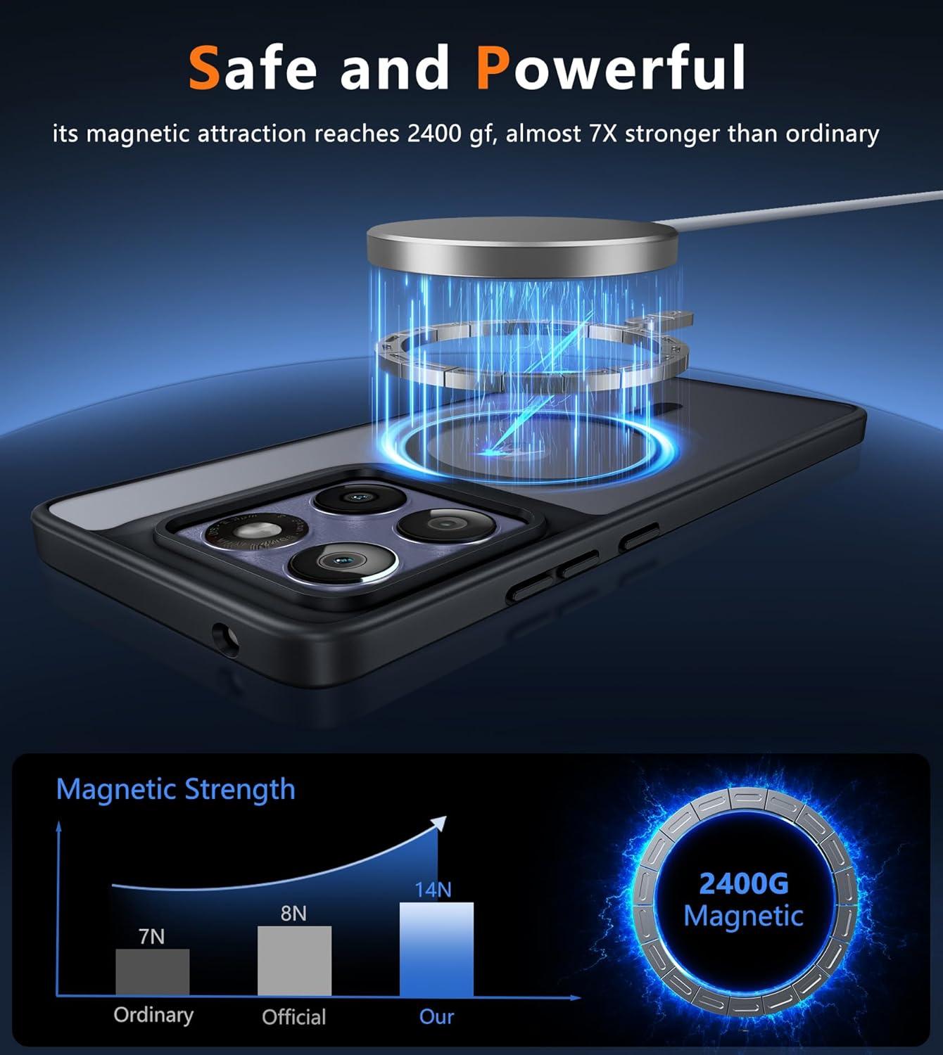 imageFNTCASE for Motorola Moto G Power 5G 2025 Case for Moto G Power 5G 2026 Magnetic Translucent Matte Slim Phone Cover Shockproof Non Slip AntiFingerprint Hard Rugged Protective Case 68 InchBlackBlack