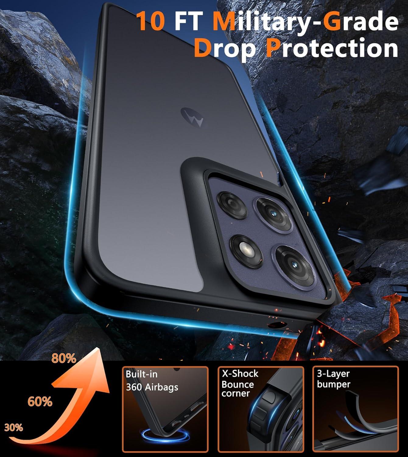 imageFNTCASE for Motorola Moto G Power 5G 2025 Case for Moto G Power 5G 2026 Magnetic Translucent Matte Slim Phone Cover Shockproof Non Slip AntiFingerprint Hard Rugged Protective Case 68 InchBlackBlack Matte