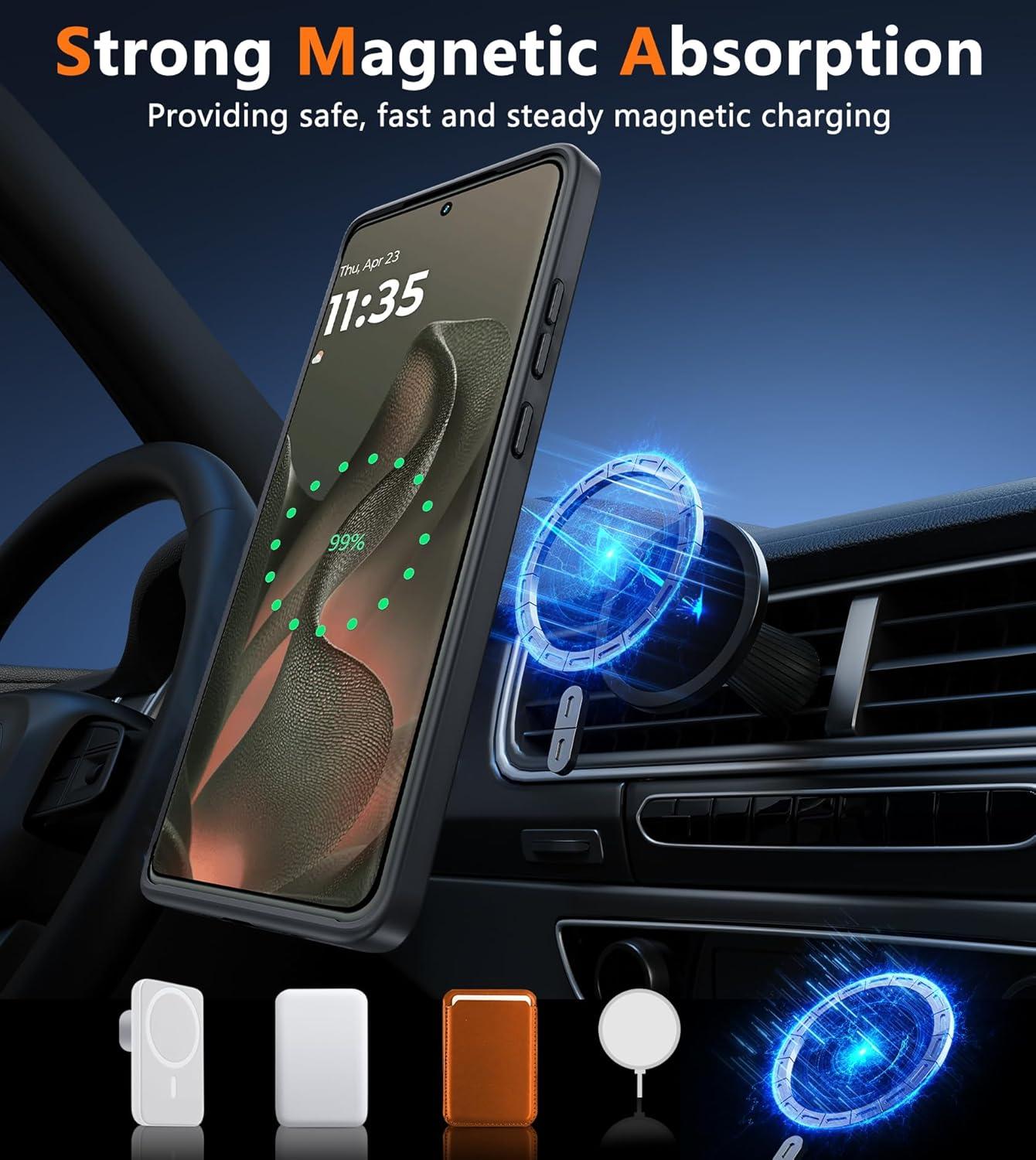 imageFNTCASE for Motorola Moto G Power 5G 2025 Case for Moto G Power 5G 2026 Magnetic Translucent Matte Slim Phone Cover Shockproof Non Slip AntiFingerprint Hard Rugged Protective Case 68 InchBlackBlack