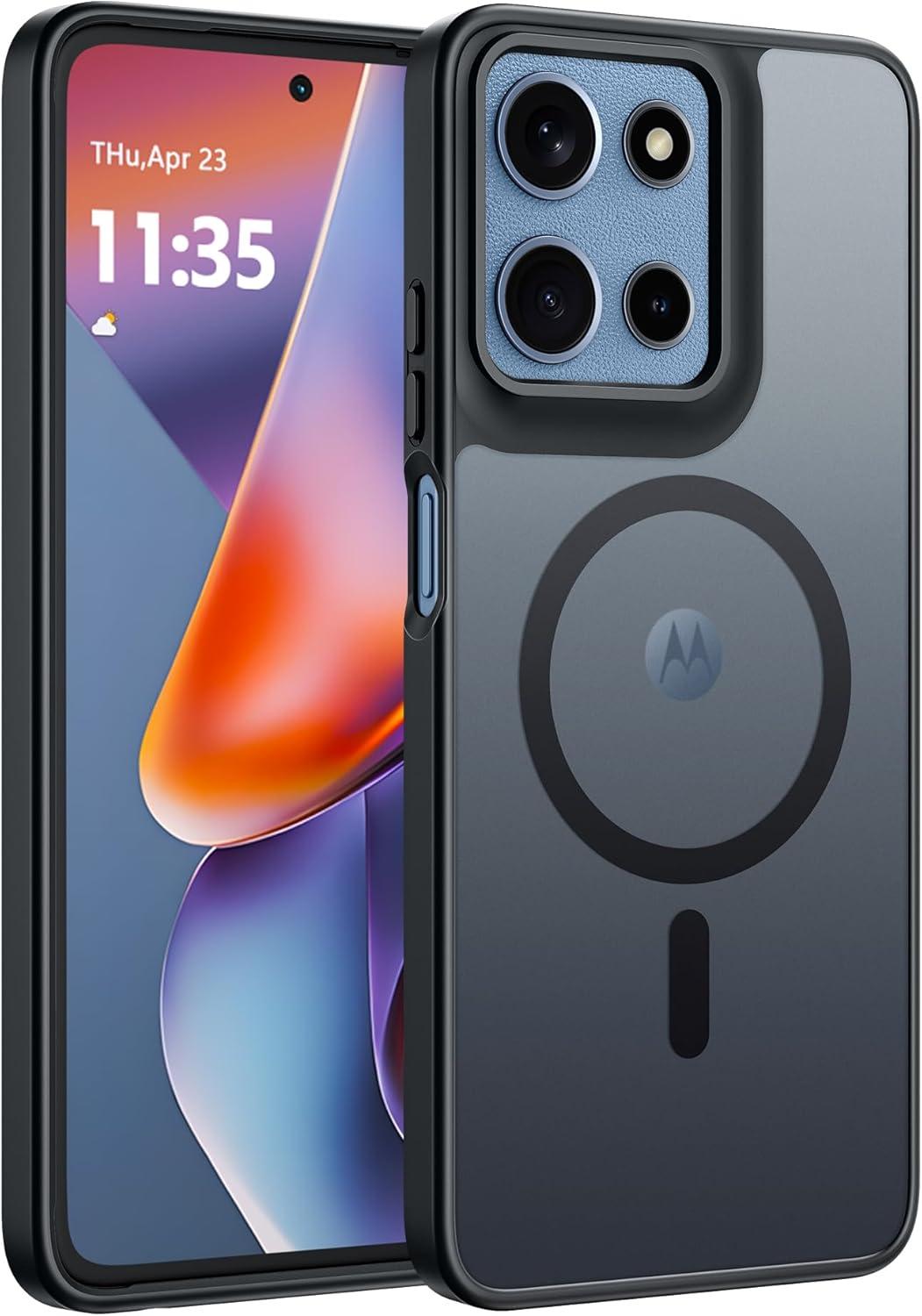 imageFNTCASE for Motorola Moto G Power 5G 2025 Case for Moto G Power 5G 2026 Magnetic Translucent Matte Slim Phone Cover Shockproof Non Slip AntiFingerprint Hard Rugged Protective Case 68 InchBlackBlack