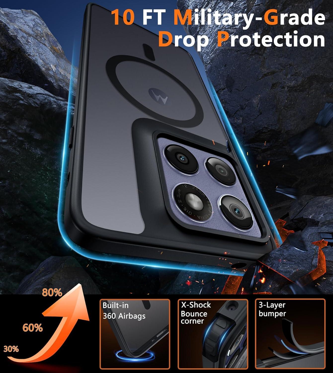 imageFNTCASE for Motorola Moto G Power 5G 2025 Case for Moto G Power 5G 2026 Magnetic Translucent Matte Slim Phone Cover Shockproof Non Slip AntiFingerprint Hard Rugged Protective Case 68 InchBlackBlack