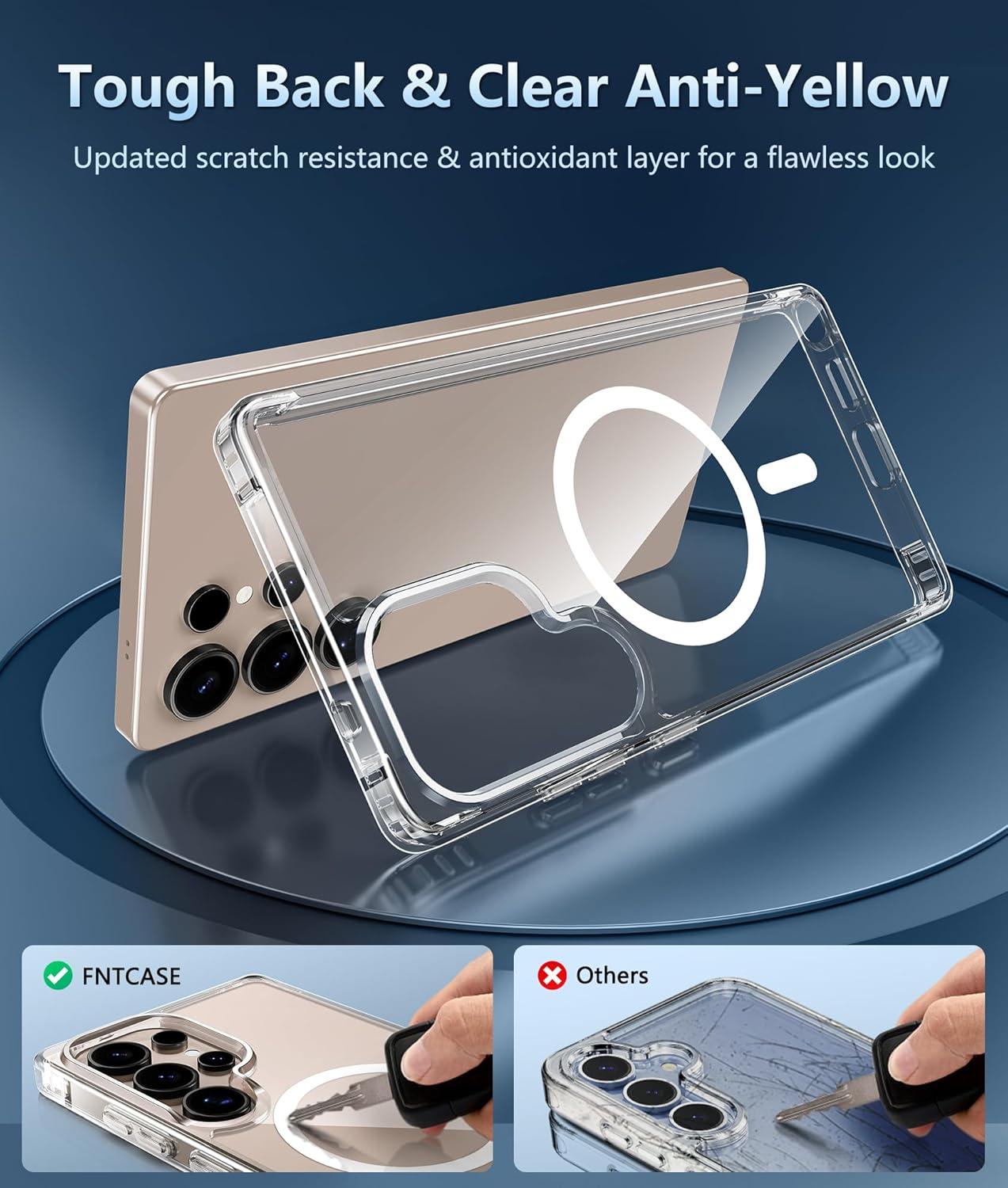 imageFNTCASE for Samsung Galaxy S25FE Case Magnetic Clear Military Grade Drop Protection Anti Yellowing Cell Phone Cover Rugged Shockproof Protective Bumper Transparent PhonecaseTransparent Magnetic