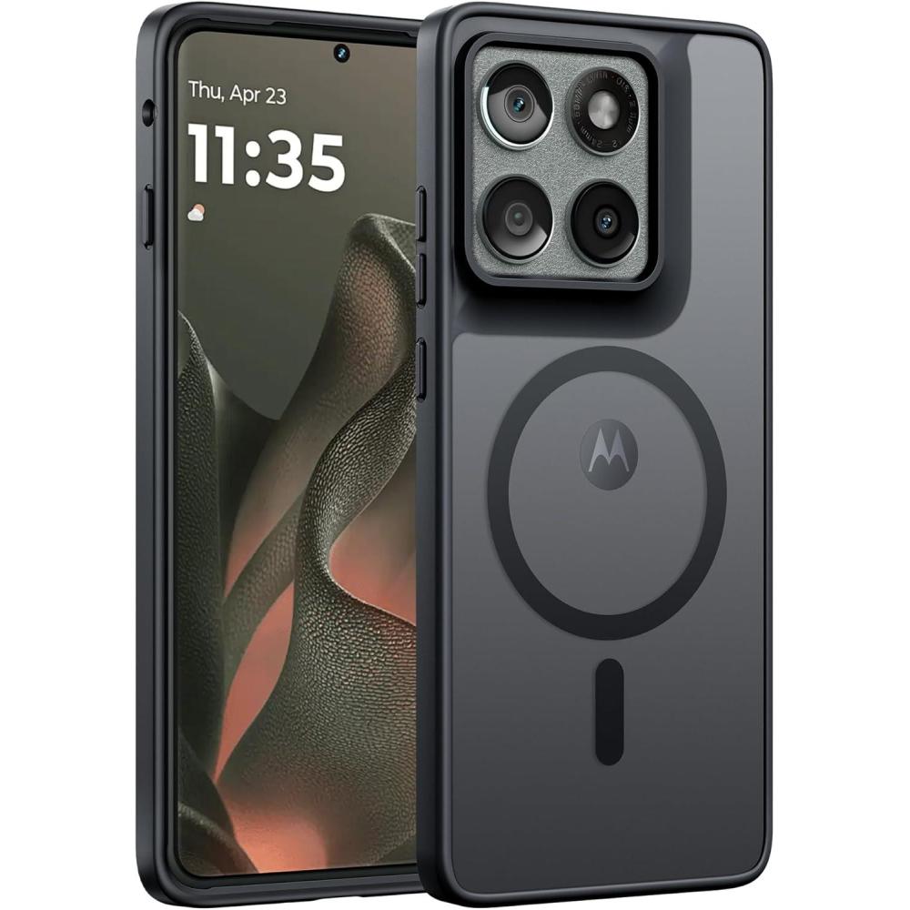 imageFNTCASE for Motorola Moto G Power 5G 2025 Case for Moto G Power 5G 2026 Magnetic Translucent Matte Slim Phone Cover  Shockproof Non Slip AntiFingerprint Hard Rugged Protective Case 68 InchBlackBlack