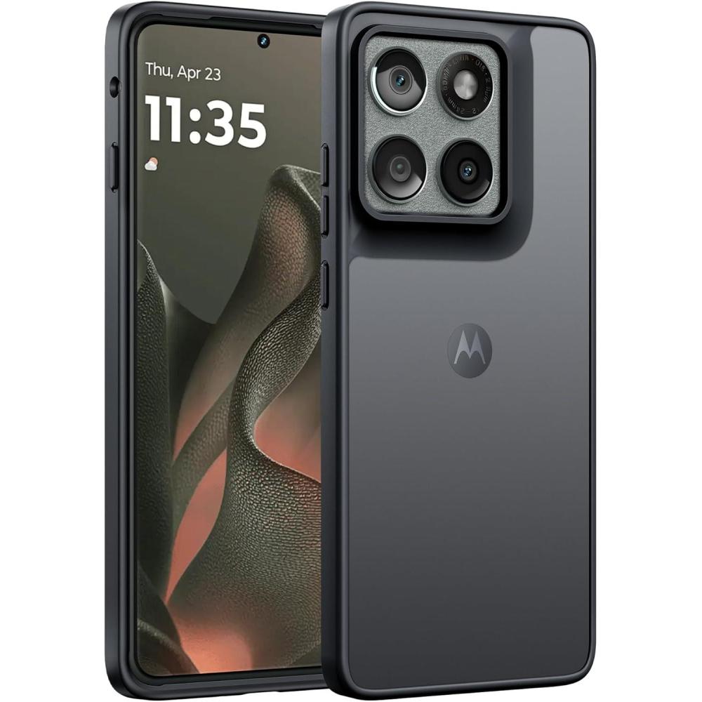 imageFNTCASE for Motorola Moto G Power 5G 2025 Case for Moto G Power 5G 2026 Magnetic Translucent Matte Slim Phone Cover  Shockproof Non Slip AntiFingerprint Hard Rugged Protective Case 68 InchBlackBlack Matte