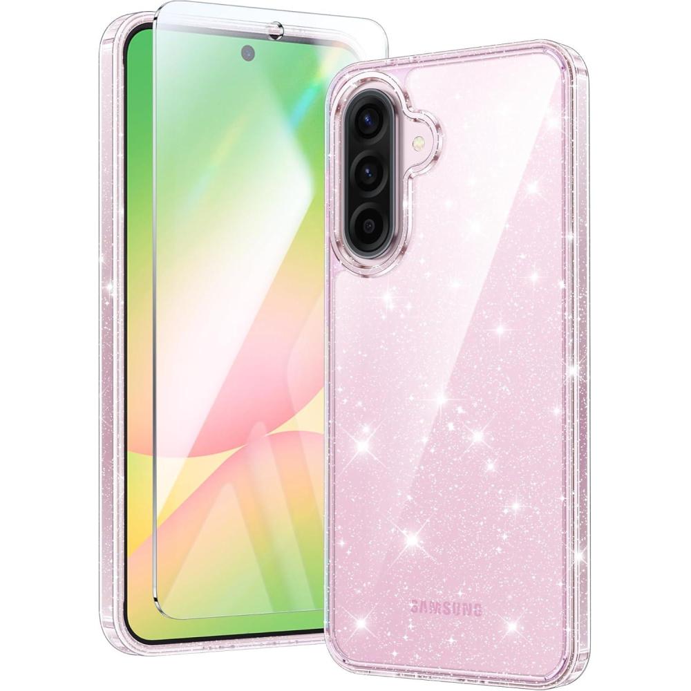 imageFNTCASE for Samsung Galaxy A565G Case for Galaxy A36 5G Phone Case Shockproof Protective Transparent Cases Military Grade Rugged Drop Protection Anti Yellowing Cell Cover GlitterGlitter