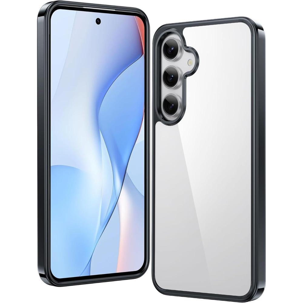 imageFNTCASE for Samsung Galaxy S25FE Case Magnetic Clear Military Grade Drop Protection Anti Yellowing Cell Phone Cover  Rugged Shockproof Protective Bumper Transparent PhonecaseBlack