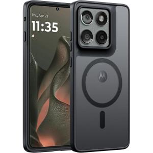 FNTCASE for Motorola Moto G Power 5G 2025 Case: for Moto G Power 5G 2026 Magnetic Translucent Matte Slim Phone Cover – Shockproof Non Slip Anti-Fingerprint Hard Rugged Protective Case (6.8 Inch/Black)(Black)