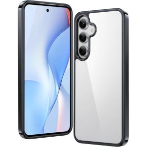 FNTCASE for Samsung Galaxy S25-FE Case: Magnetic Clear Military Grade Drop Protection Anti Yellowing Cell Phone Cover – Rugged Shockproof Protective Bumper Transparent Phonecase(Black)