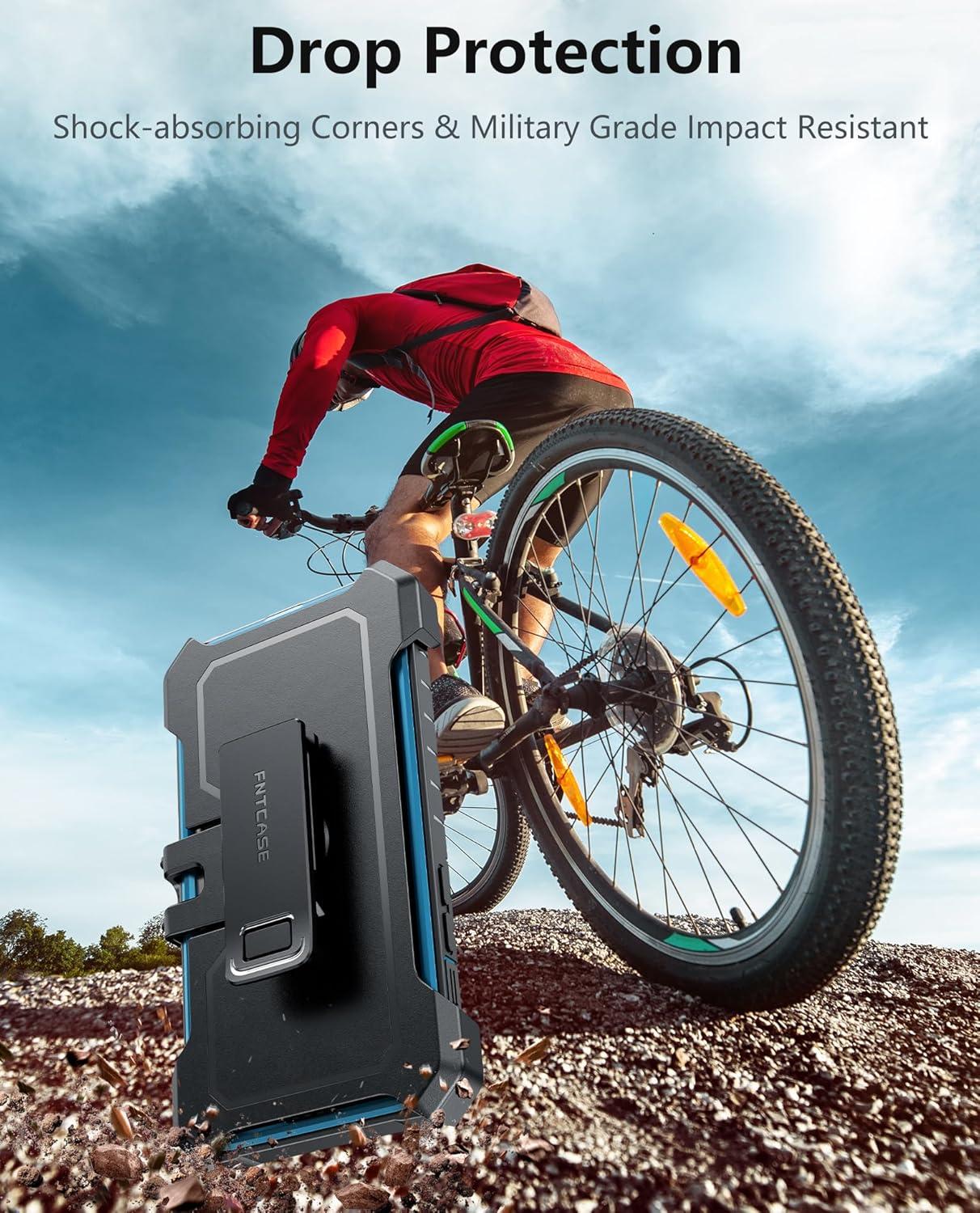 imageFNTCASE for iPhone 15 Plus Case Drop Protection Rugged BeltClip Holster ampamp Kickstand Military Grade Matte Textured TPU Shockproof Durable Protective Phone Cover 67 inchBlue