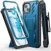 FNTCASE for iPhone 15 Plus Case: Drop Protection Rugged Belt-Clip Holster & Kickstand Military Grade Matte Textured TPU Shockproof Durable Protective Phone Cover 6.7 inch(Blue)