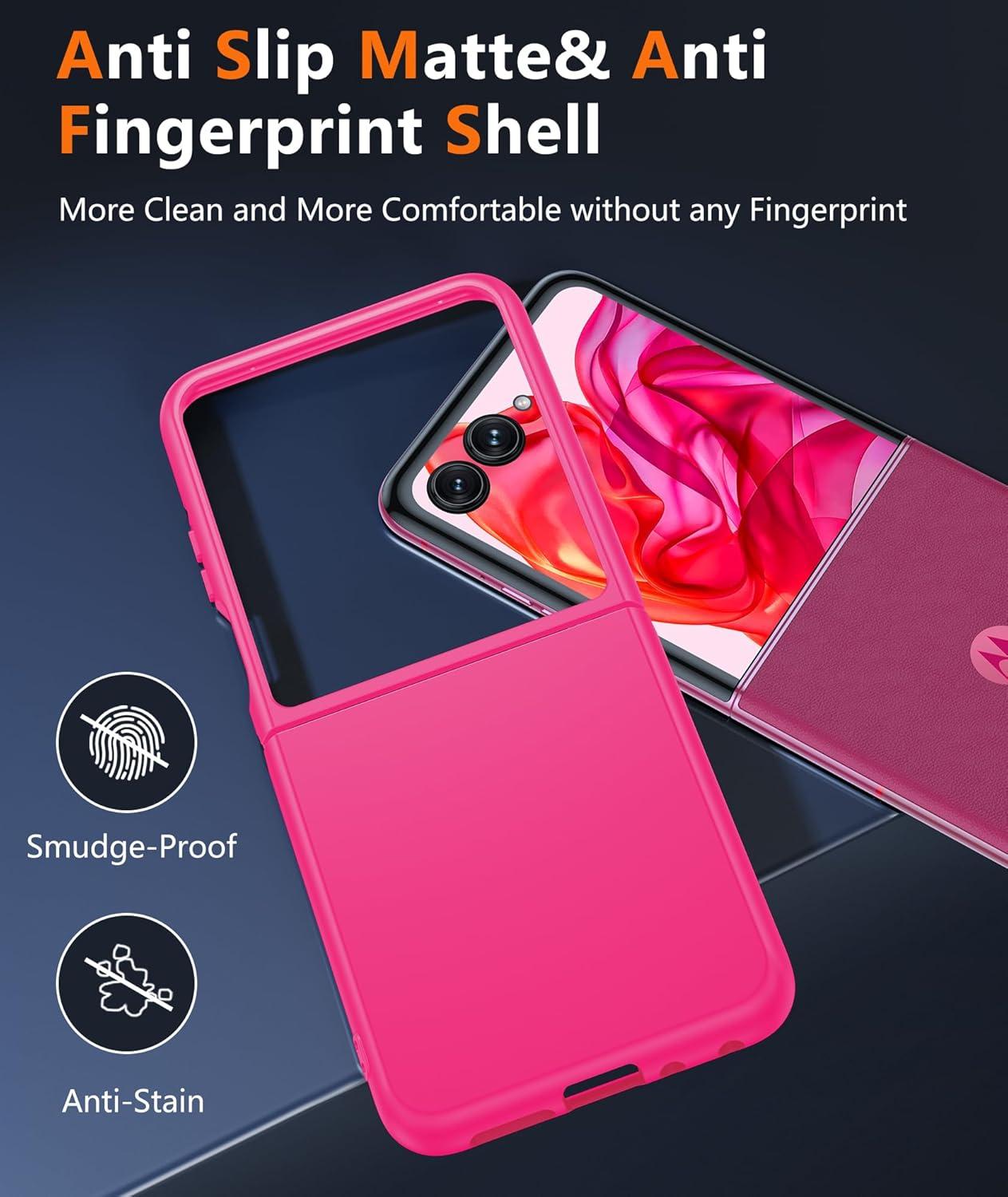 imageFNTCASE for Motorola Razr Plus 20252024 Case Moto Razr Plus 20252024 Case Clear Shockproof Scratch Resistant Phone Cover Thin Foldable TPU Military Grade Hard Drop Protection Rugged CrystalHot Pink