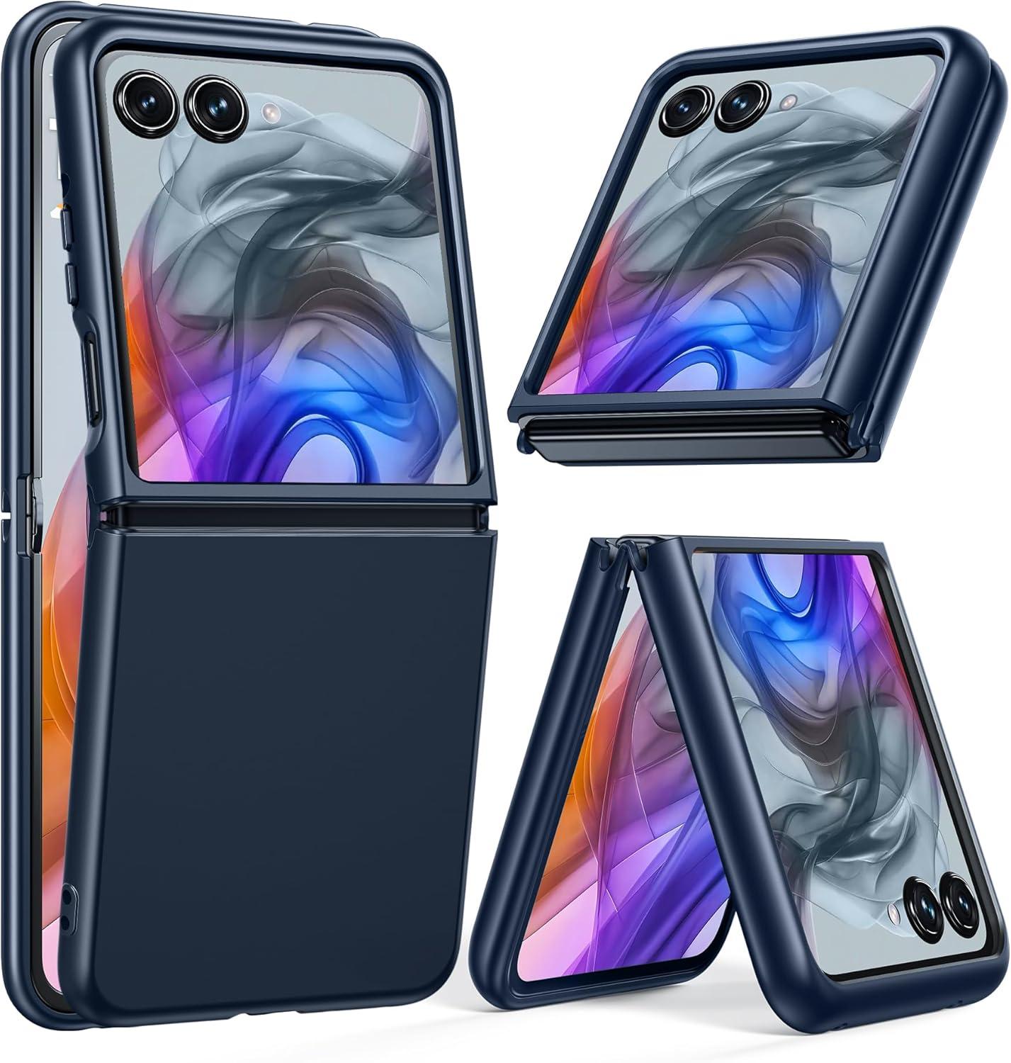 imageFNTCASE for Motorola Razr Plus 20252024 Case Moto Razr Plus 20252024 Case Clear Shockproof Scratch Resistant Phone Cover Thin Foldable TPU Military Grade Hard Drop Protection Rugged CrystalBlue