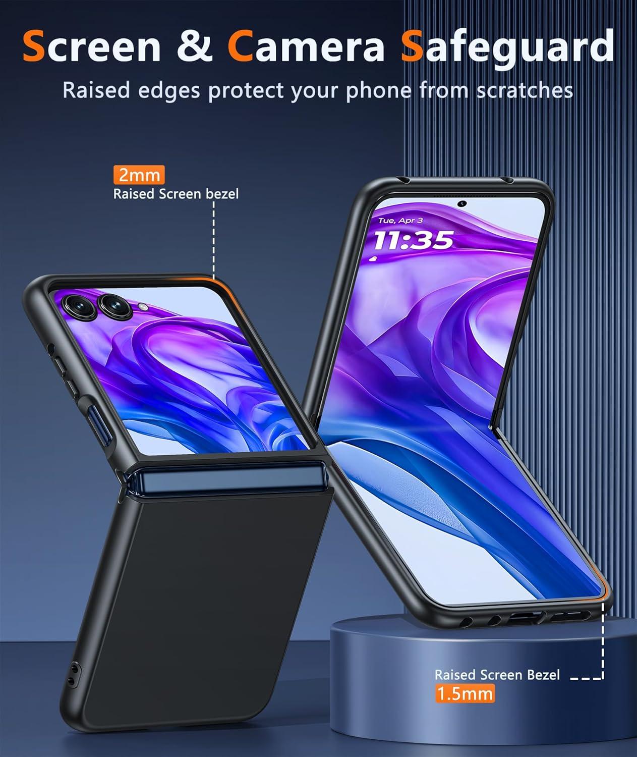 imageFNTCASE for Motorola Razr Plus 20252024 Case Moto Razr Plus 20252024 Case Clear Shockproof Scratch Resistant Phone Cover Thin Foldable TPU Military Grade Hard Drop Protection Rugged CrystalBlack