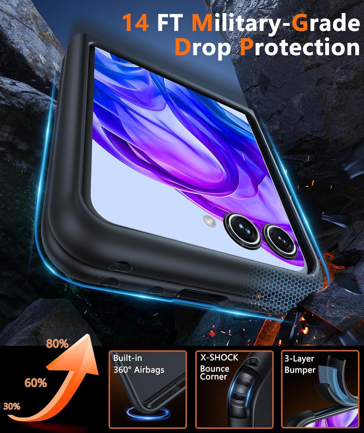imageFNTCASE for Motorola Razr Plus 20252024 Case Moto Razr Plus 20252024 Case Clear Shockproof Scratch Resistant Phone Cover Thin Foldable TPU Military Grade Hard Drop Protection Rugged CrystalBlack