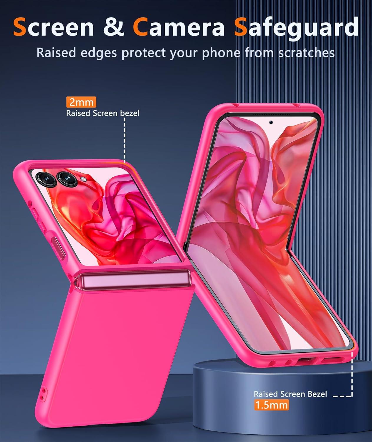 imageFNTCASE for Motorola Razr Plus 20252024 Case Moto Razr Plus 20252024 Case Clear Shockproof Scratch Resistant Phone Cover Thin Foldable TPU Military Grade Hard Drop Protection Rugged CrystalHot Pink