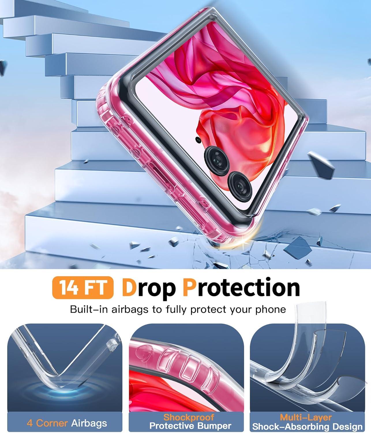 imageFNTCASE for Motorola Razr Plus 20252024 Case Moto Razr Plus 20252024 Case Clear Shockproof Scratch Resistant Phone Cover Thin Foldable TPU Military Grade Hard Drop Protection Rugged CrystalClear