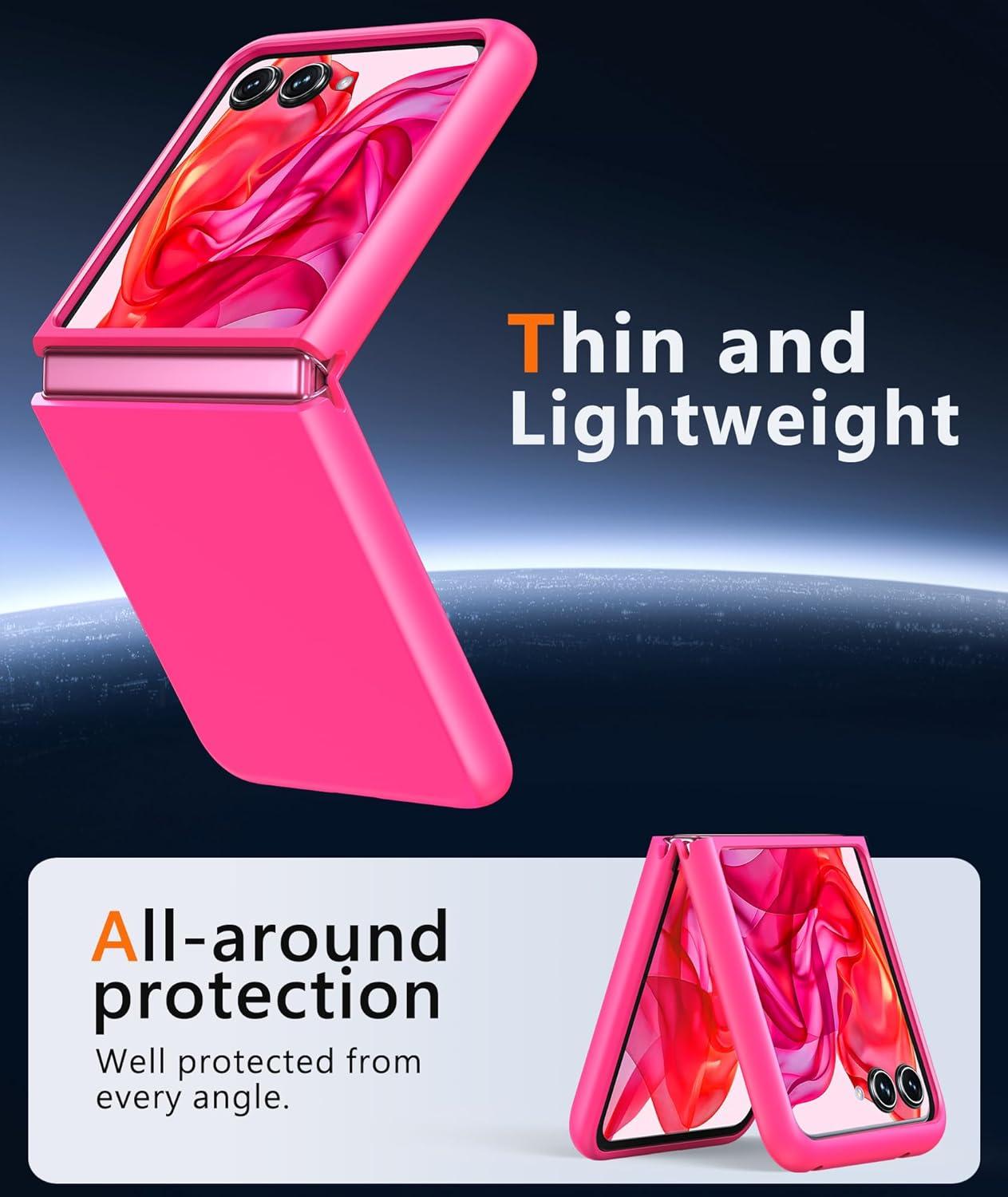 imageFNTCASE for Motorola Razr Plus 20252024 Case Moto Razr Plus 20252024 Case Clear Shockproof Scratch Resistant Phone Cover Thin Foldable TPU Military Grade Hard Drop Protection Rugged CrystalHot Pink