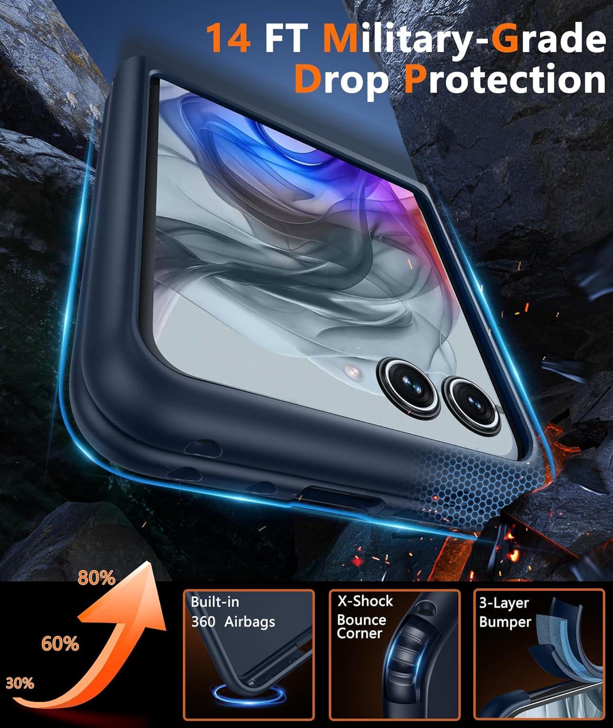 imageFNTCASE for Motorola Razr Plus 20252024 Case Moto Razr Plus 20252024 Case Clear Shockproof Scratch Resistant Phone Cover Thin Foldable TPU Military Grade Hard Drop Protection Rugged CrystalBlue