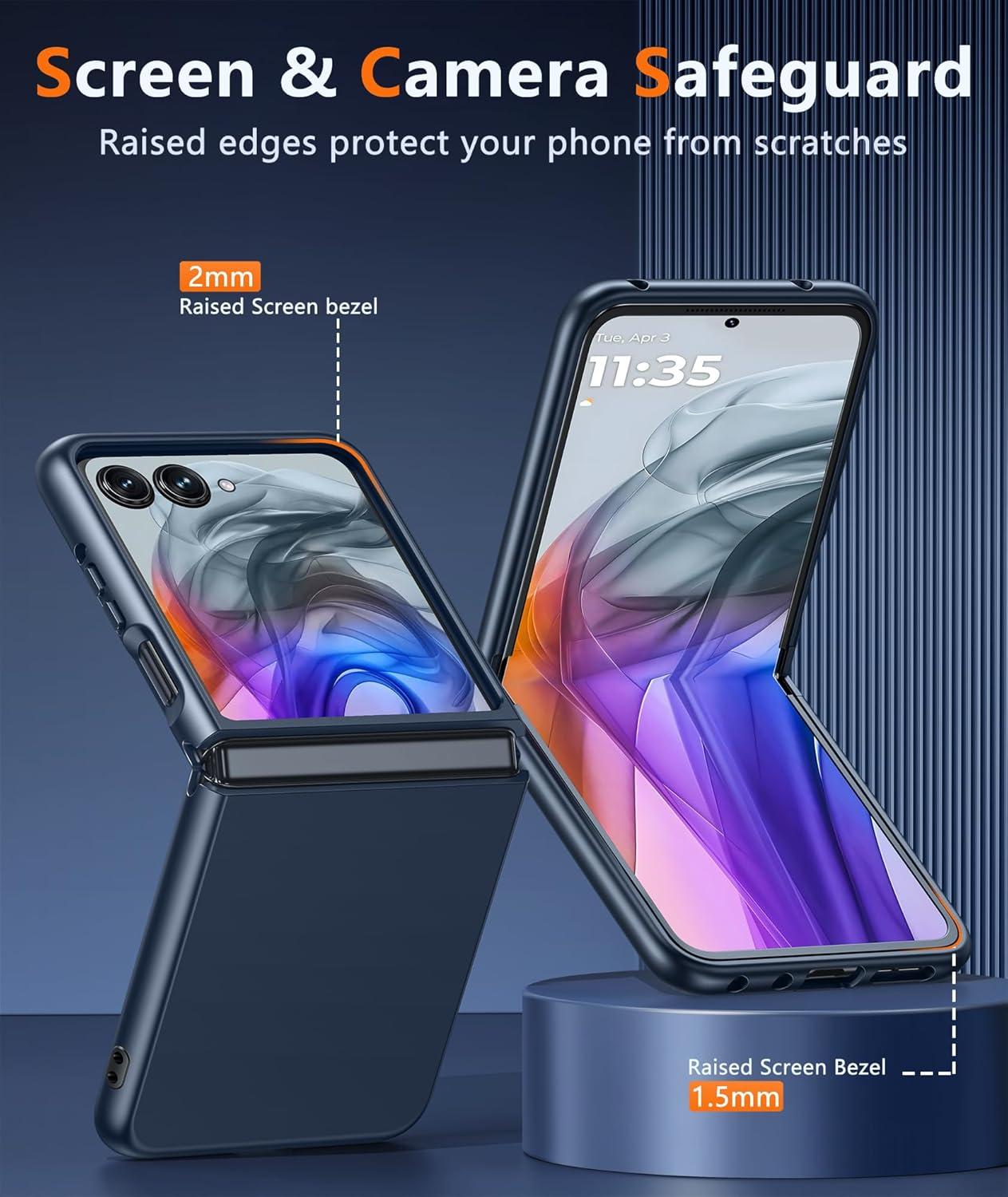 imageFNTCASE for Motorola Razr Plus 20252024 Case Moto Razr Plus 20252024 Case Clear Shockproof Scratch Resistant Phone Cover Thin Foldable TPU Military Grade Hard Drop Protection Rugged CrystalBlue