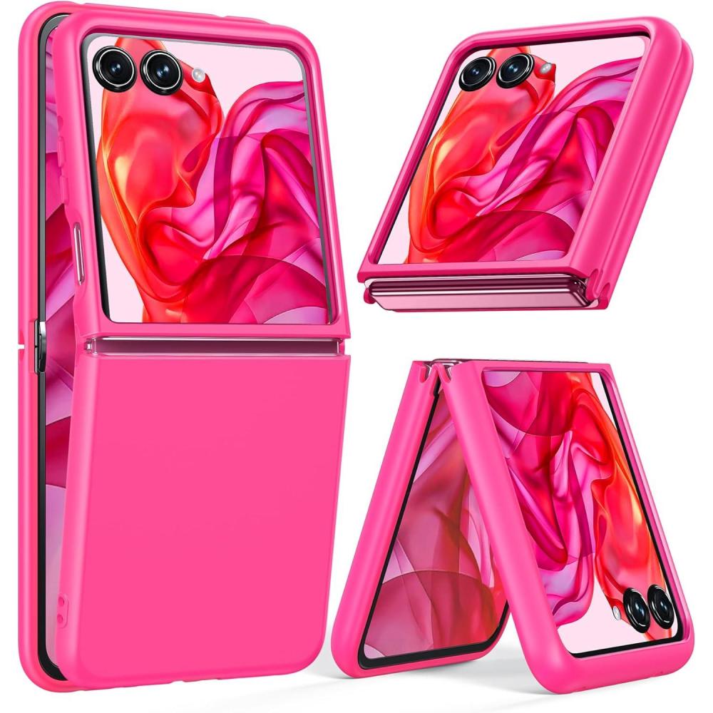 imageFNTCASE for Motorola Razr Plus 20252024 Case Moto Razr Plus 20252024 Case Clear Shockproof Scratch Resistant Phone Cover Thin Foldable TPU Military Grade Hard Drop Protection Rugged CrystalHot Pink