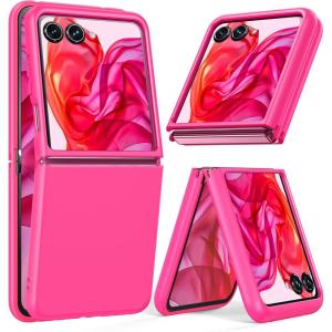FNTCASE for Motorola Razr Plus 2025/2024 Case: Moto Razr Plus 2025/2024 Case Clear Shockproof Scratch Resistant Phone Cover Thin Foldable TPU Military Grade Hard Drop Protection Rugged Crystal(Hot Pink)