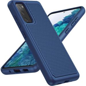 for Galaxy S20 FE 5G Case: Dual Layer Samsung S20 FE Case Shockproof Phone Protection | Matte Anti-Slip Textured | Military Rugged Protective Cover – Black(Navy Blue)