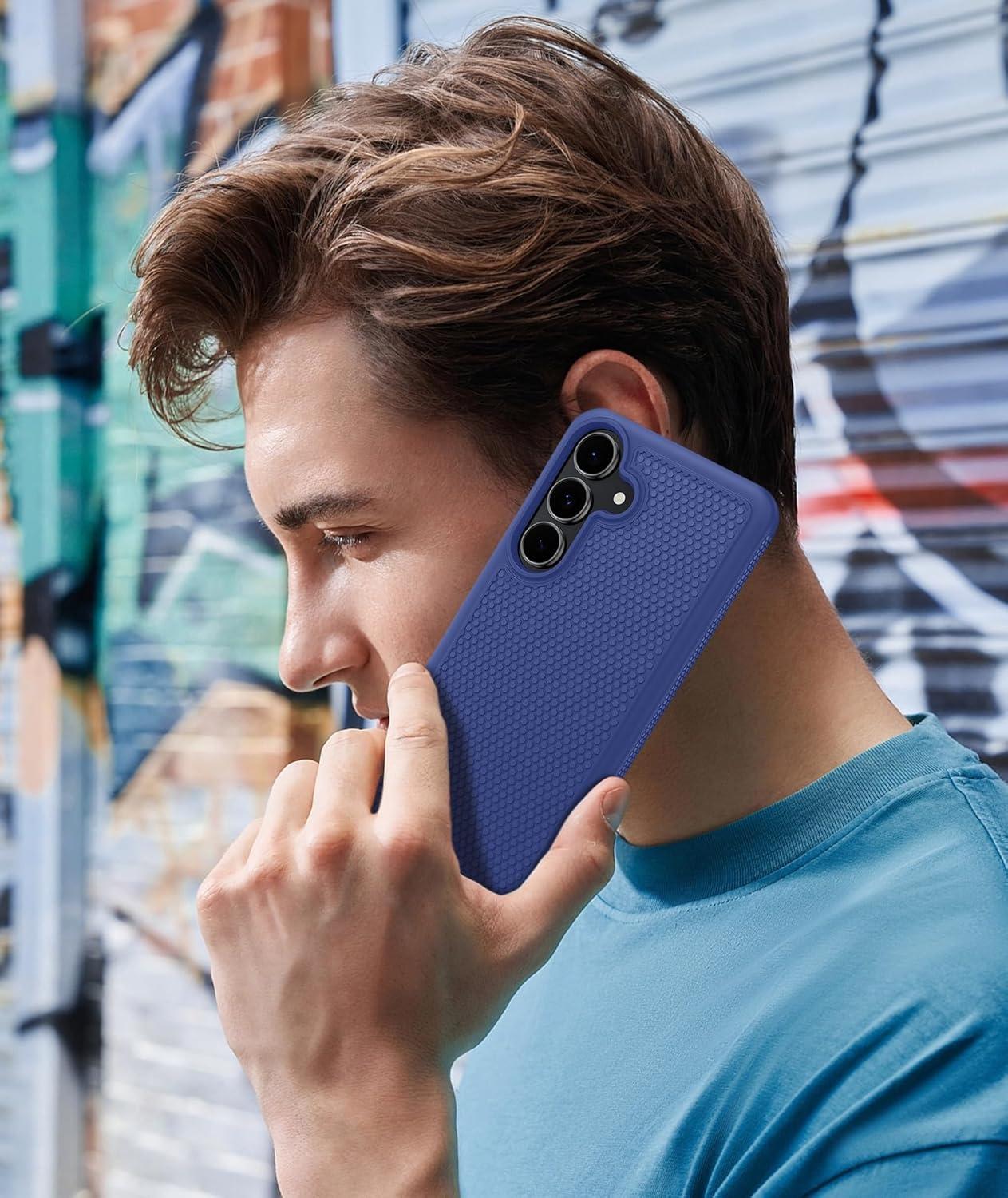 imageFNTCASE for Samsung Galaxy S25 FE Case Shockproof Protective Lightweight with Screen Protector Duty Rugged Cell Phone Cover Non Slip Military Grade Drop Protection for S25FENavy Blue