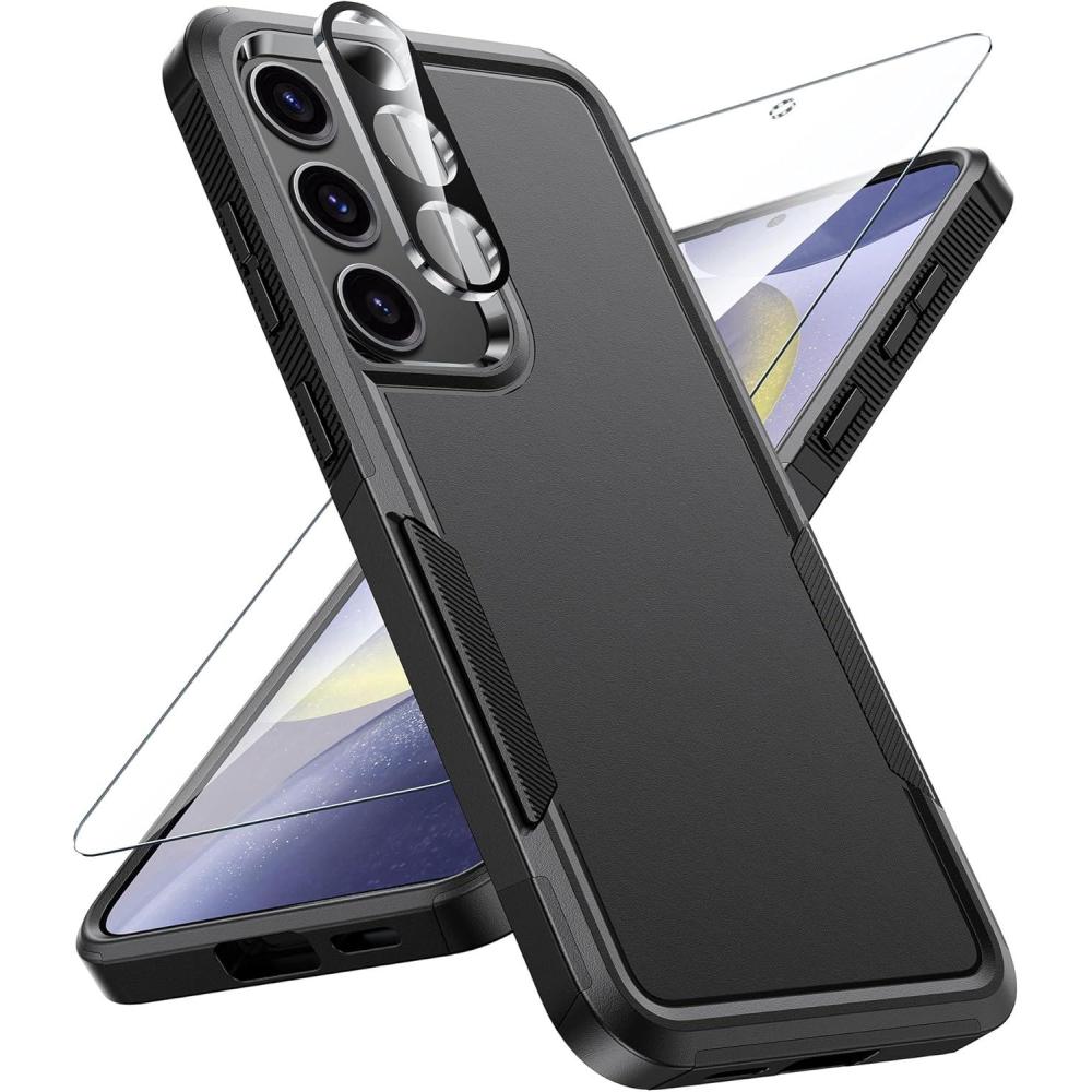 imageFNTCASE for Samsung Galaxy A25 Case Galaxy A25 5G Phone Case Dual Layer Protective Phone Cover Rugged Full Body Drop Protection Shockproof Phone Case BlackADark Black