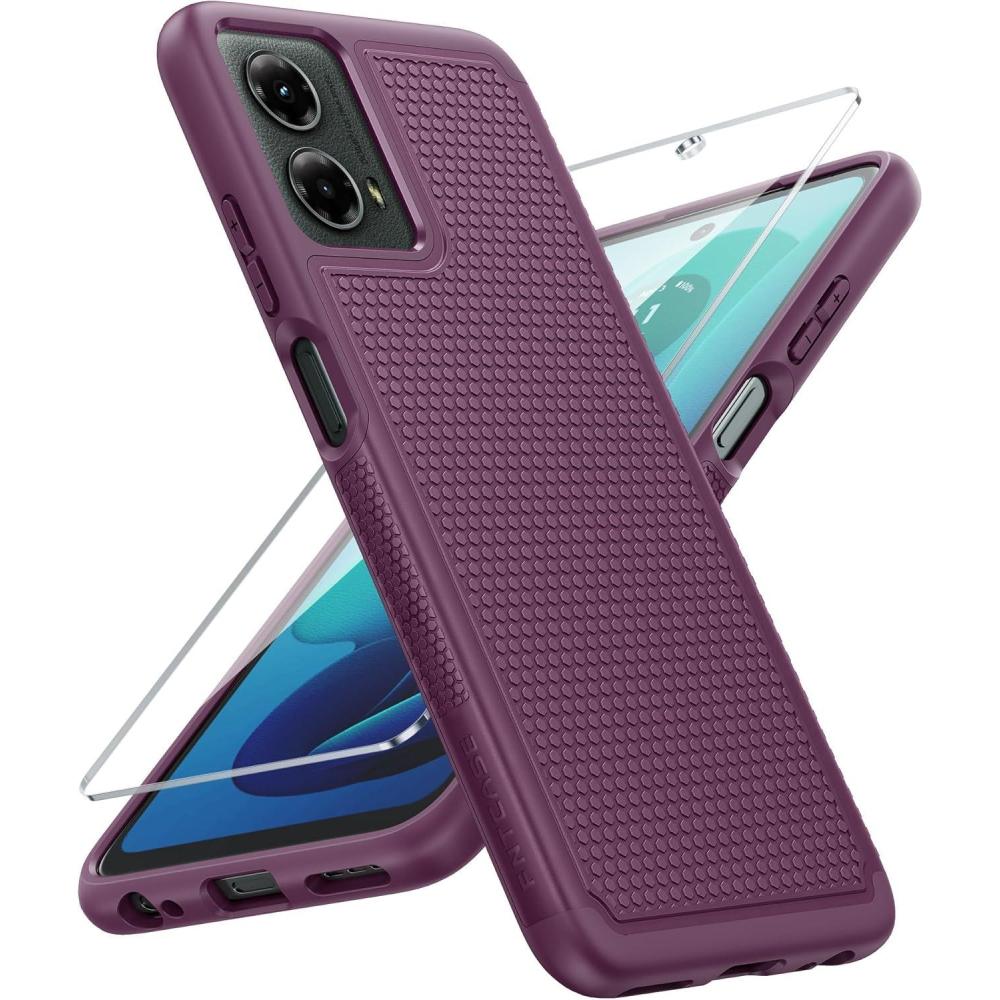 imageFNTCASE for Samsung Galaxy A25 Case Galaxy A25 5G Phone Case Dual Layer Protective Phone Cover Rugged Full Body Drop Protection Shockproof Phone Case BlackBurgundy
