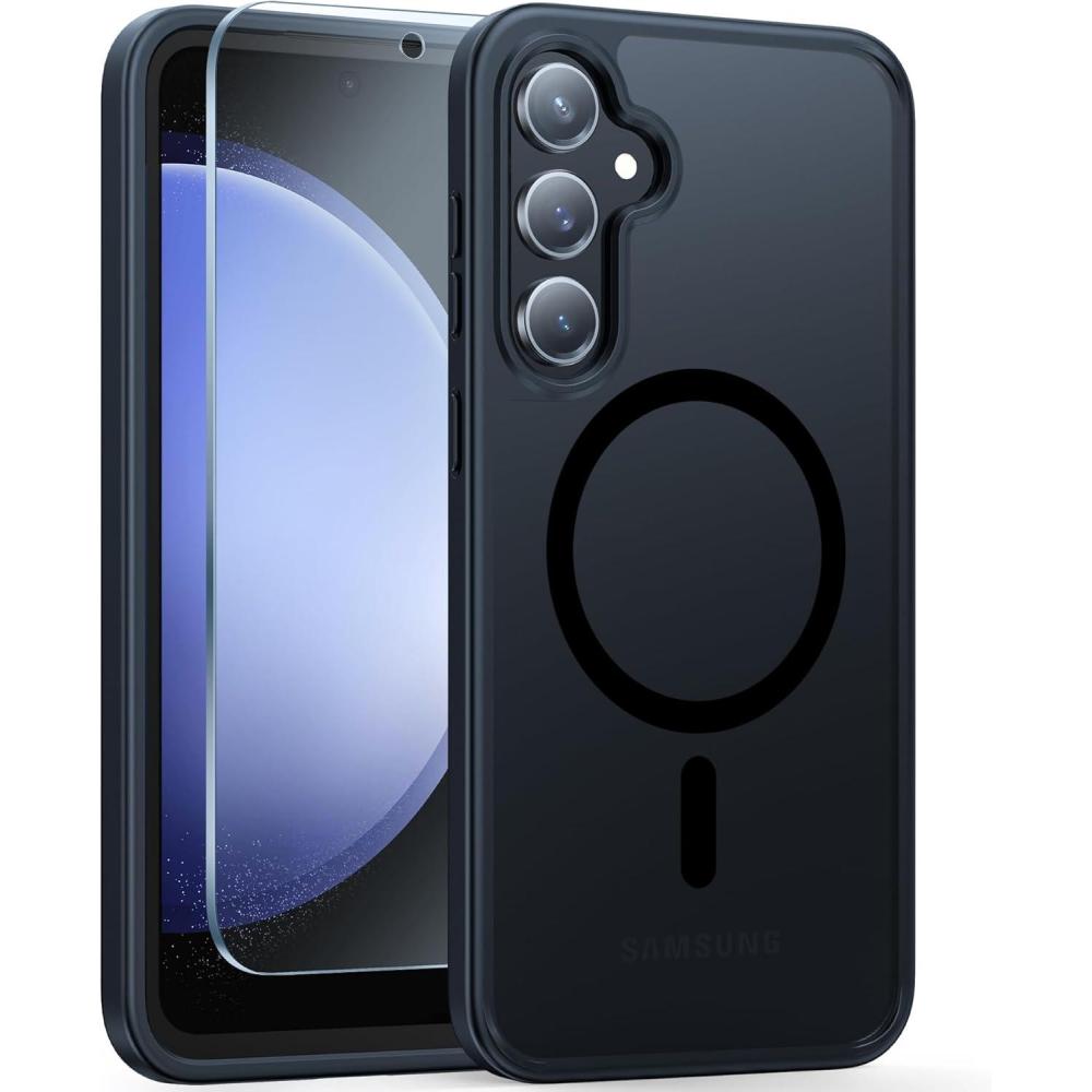 imageFNTCASE for Samsung Galaxy A25 Case Galaxy A25 5G Phone Case Dual Layer Protective Phone Cover Rugged Full Body Drop Protection Shockproof Phone Case BlackMagnetic Black