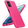FNTCASE for Samsung Galaxy A25 Case: Galaxy A25 5G Phone Case Dual Layer Protective Phone Cover Rugged Full Body Drop Protection Shockproof Phone Case (Black)(Hot Pink)