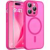 FNTCASE for iPhone 14 Pro Max Case: [Compatible with Magsafe] Translucent Matte Cases with [Full Camera Protection] [Screen Protector] Military Grade Shockproof Protective Phone Cover – Hot Pink