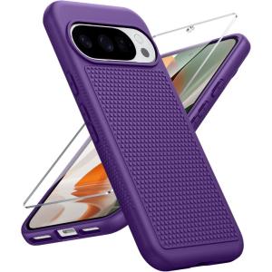 FNTCASE for Samsung Galaxy A25 Case: Galaxy A25 5G Phone Case Dual Layer Protective Phone Cover Rugged Full Body Drop Protection Shockproof Phone Case (Black)(Purple)