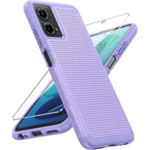 FNTCASE for Samsung Galaxy A25 Case: Galaxy A25 5G Phone Case Dual Layer Protective Phone Cover Rugged Full Body Drop Protection Shockproof Phone Case (Black)(Light Purple)