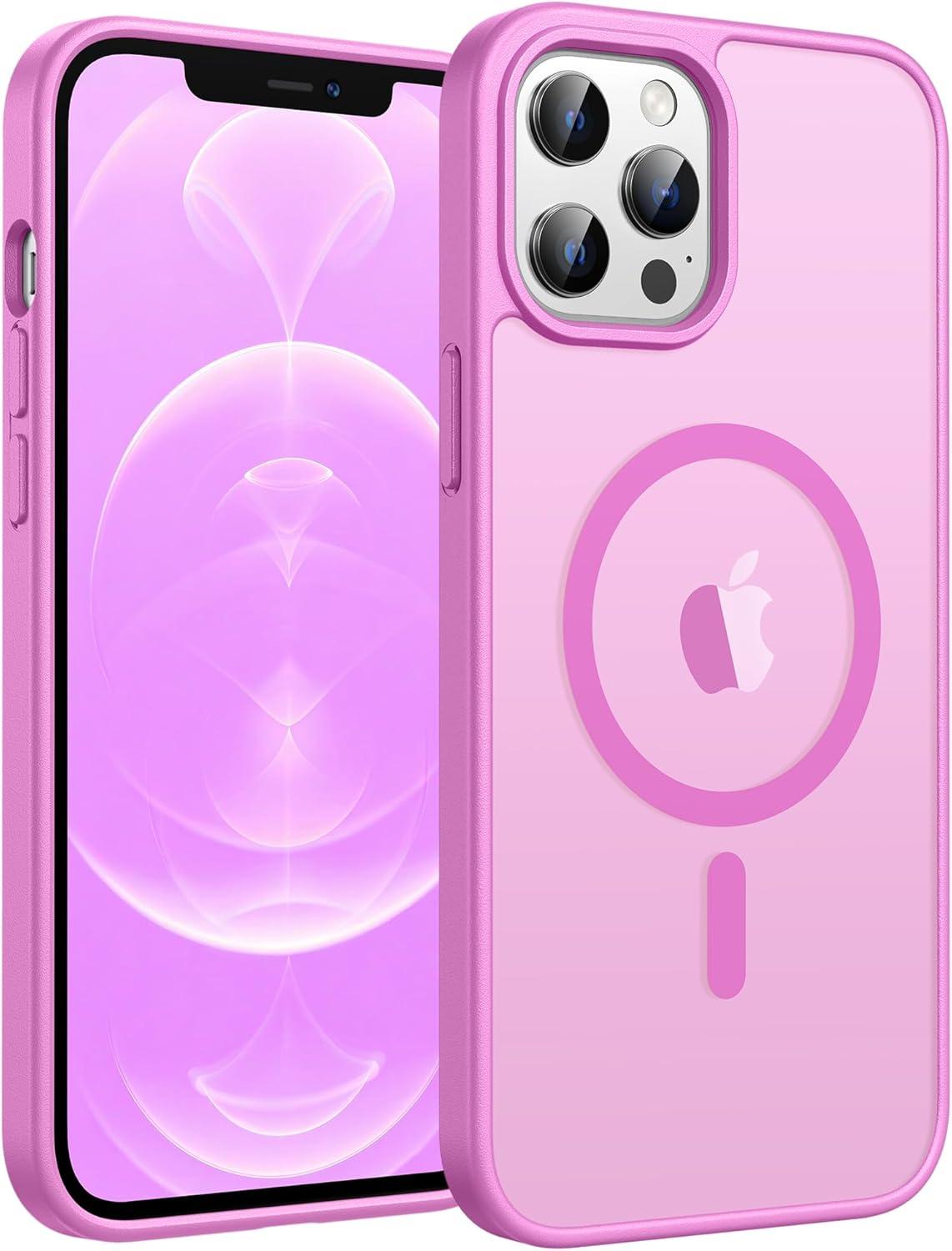 imageFNTCASE for iPhone 17 Case Compatible with Magsafe Translucent Matte Cases with Full Camera Protection Screen Protector Military Grade Shockproof Protective Phone Cover Light PurplePink