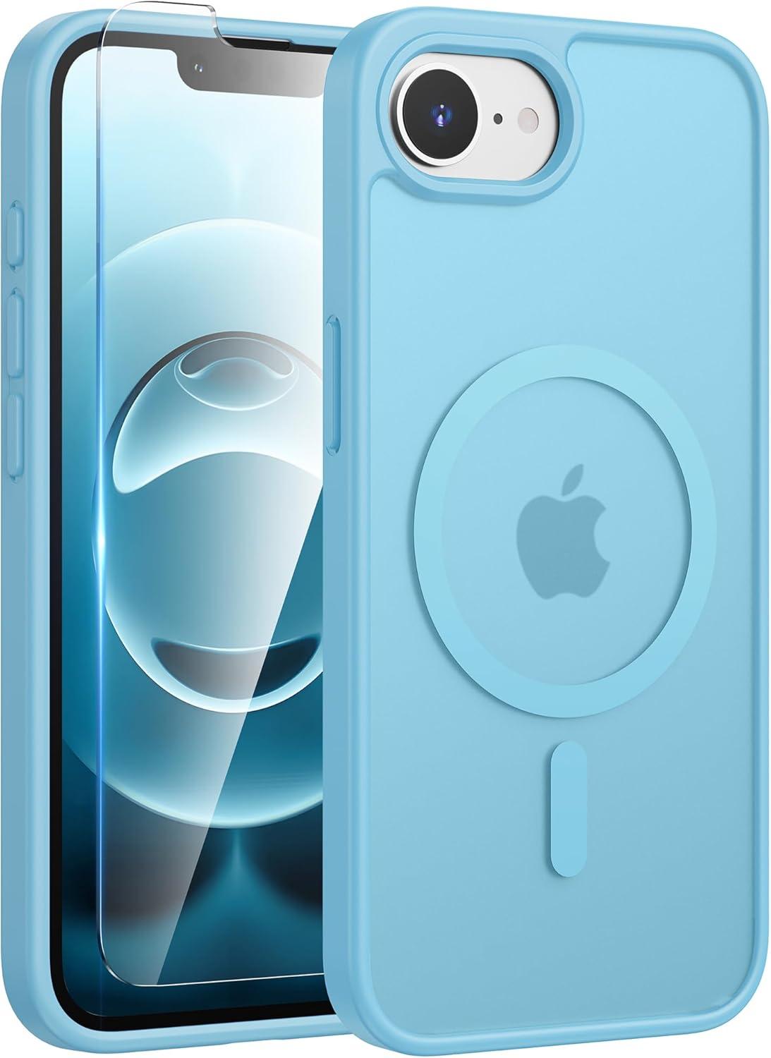 imageFNTCASE for iPhone 17 Case Compatible with Magsafe Translucent Matte Cases with Full Camera Protection Screen Protector Military Grade Shockproof Protective Phone Cover Light PurpleTeal