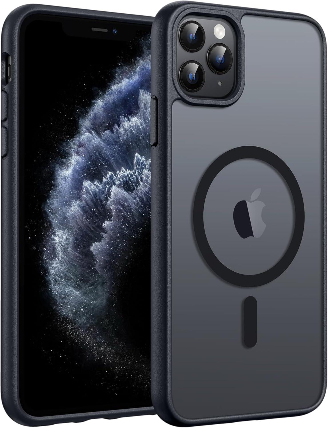 imageFNTCASE for iPhone 17 Case Compatible with Magsafe Translucent Matte Cases with Full Camera Protection Screen Protector Military Grade Shockproof Protective Phone Cover Light PurpleBlack