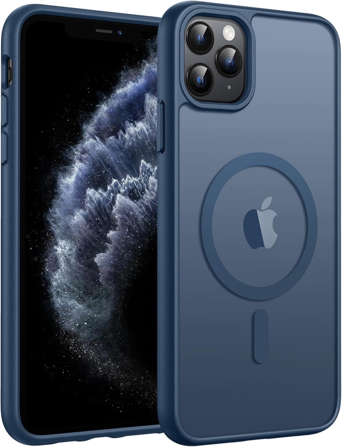 imageFNTCASE for iPhone 17 Case Compatible with Magsafe Translucent Matte Cases with Full Camera Protection Screen Protector Military Grade Shockproof Protective Phone Cover Light PurpleBlue