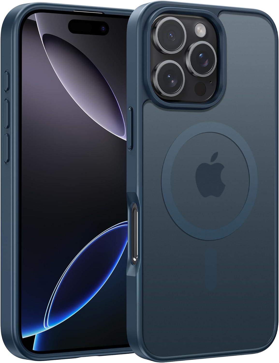 imageFNTCASE for iPhone 17 Case Compatible with Magsafe Translucent Matte Cases with Full Camera Protection Screen Protector Military Grade Shockproof Protective Phone Cover Light PurpleBlue