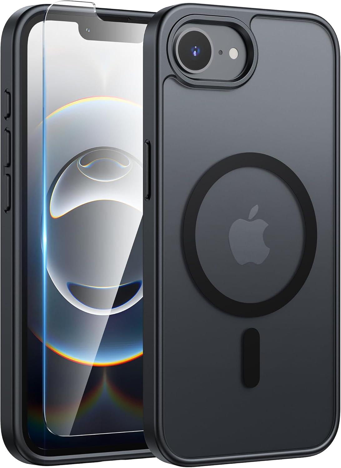 imageFNTCASE for iPhone 17 Case Compatible with Magsafe Translucent Matte Cases with Full Camera Protection Screen Protector Military Grade Shockproof Protective Phone Cover Light PurpleBlack